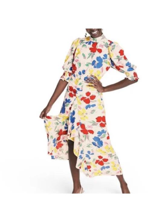RIXO Dresses & Skirts - Rixo Dress Womens 4 Floral Multicolor Long Sleeve Maxi Ruffle Hem New Tag Rayon